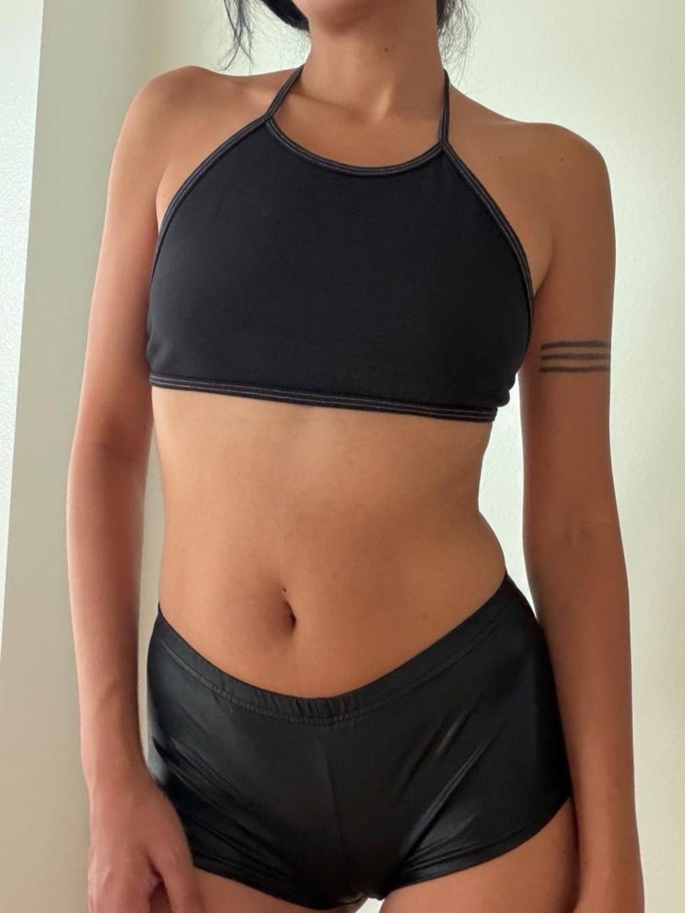 American Apparel Black Halter Crop Top